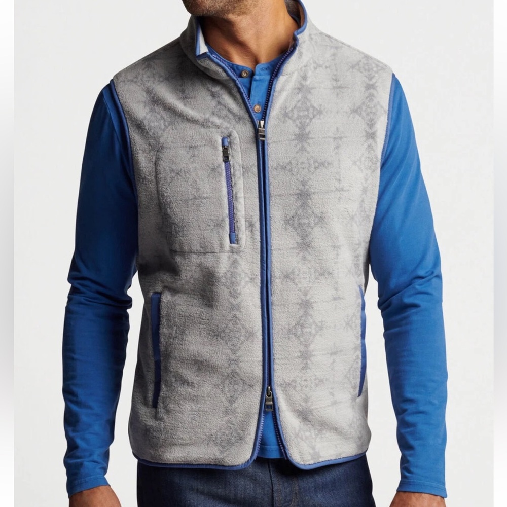 Peter Millar Light mountain Gray camo Fleece Vest new small